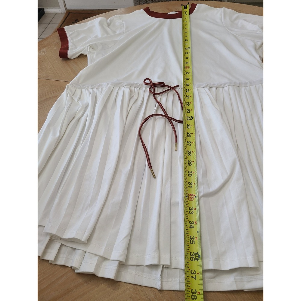 Varley Tennis Dress Women 2X White Burgundy Pleated Ringer Activewear - Picture 8 of 8